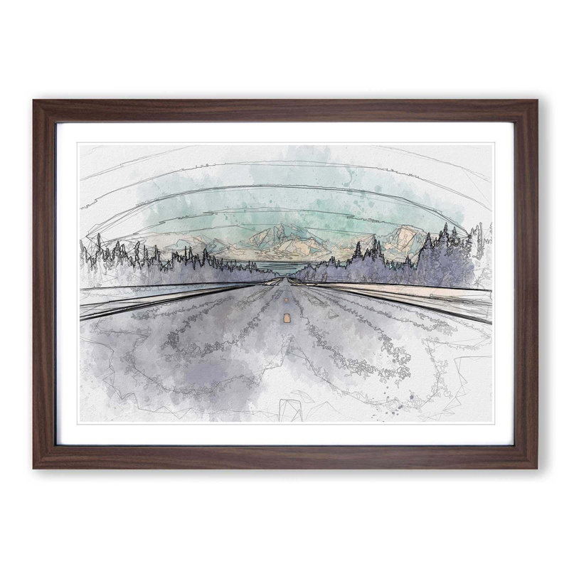 Alaskan Mountains in Abstract - Picture Frame Graphic Art Print, 48cm H x 65cm W x 2cm D, Walnut Framed