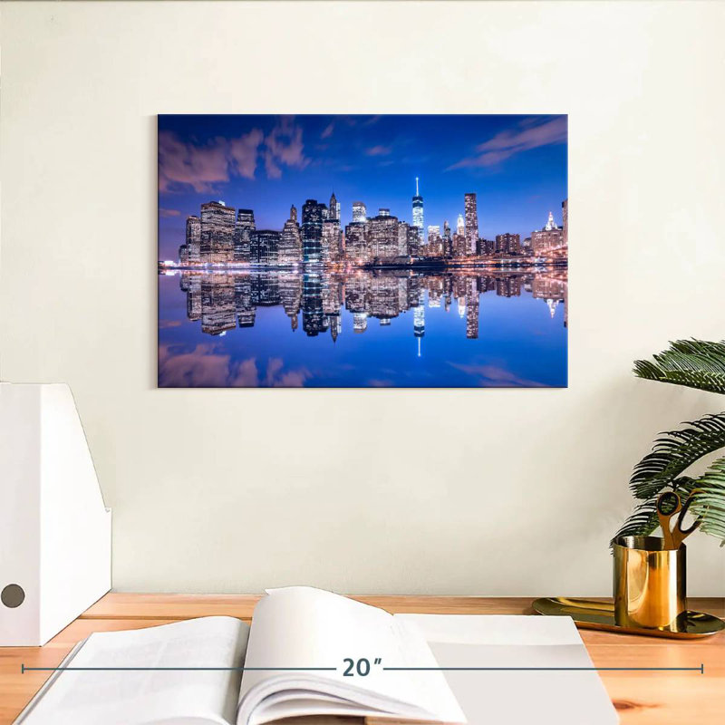Manhattan Night Skyline, 8" H x 12" W