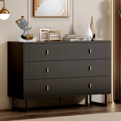 Black 6 Drawer Dresser For Bedroom, Large Double Dresser With Wide Drawers, Modern Chest Of Drawers,storage Organizer Dresser -  Ebern Designs, 33C073A9A7D648468A8424874FD3273A