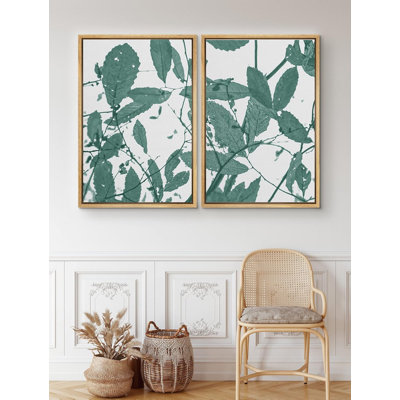 Green Vines with Leaves Covering Off-White Background Nature Trees Modern Art Contemporary