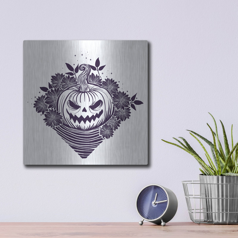 Art mural en métal «Pumpkin» par Rachel Hallquist, H 12 po x l 12 po