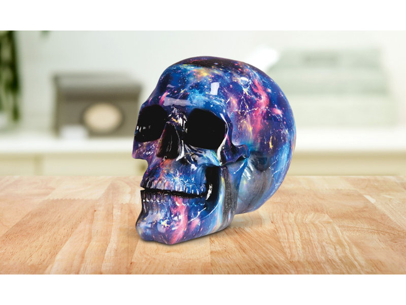 Figurine crâne de fantaisie bleue 7 po