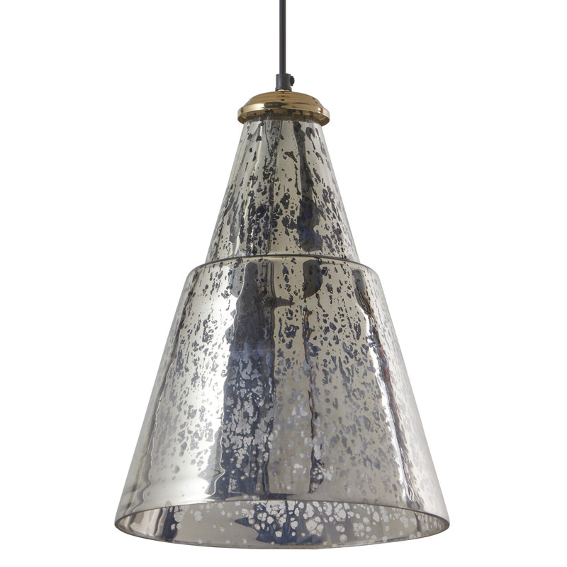 11"W Machara 1-Light Mercury Glass Cone Pendant