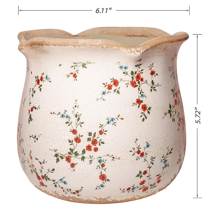 Pot en céramique de 6,11 pouces avec trou de drainage: style rétro, glacis craquelé, un choix charmant pour les plantes d'intérieur