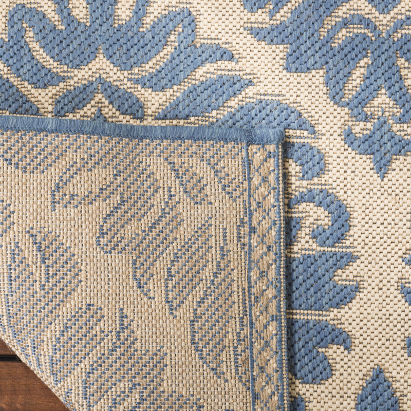 Gipson Hooked Indoor/ Outdoor Cream/Blue Rug, Rectangle 201 x 290 cm