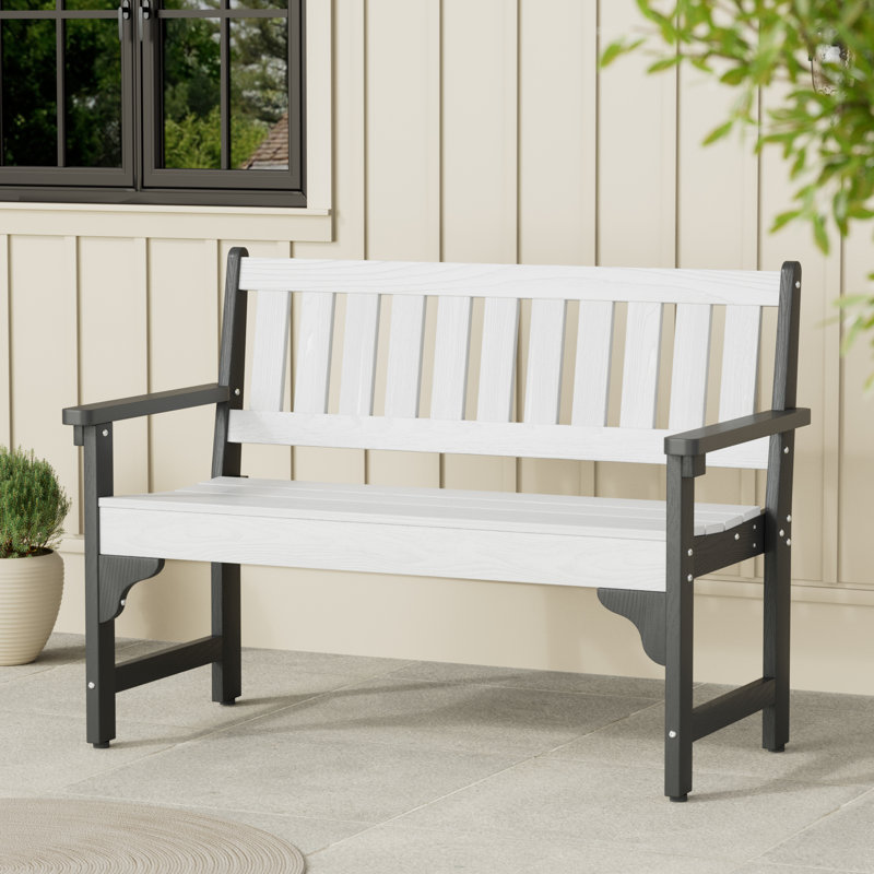 Banc d'extérieur en PEHD Driton, Teck 