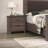 Striking Wooden Nightstand With 2 Drawers, Weathered Grey Finish, And Black Recessed Grooves For Modern Bedrooms