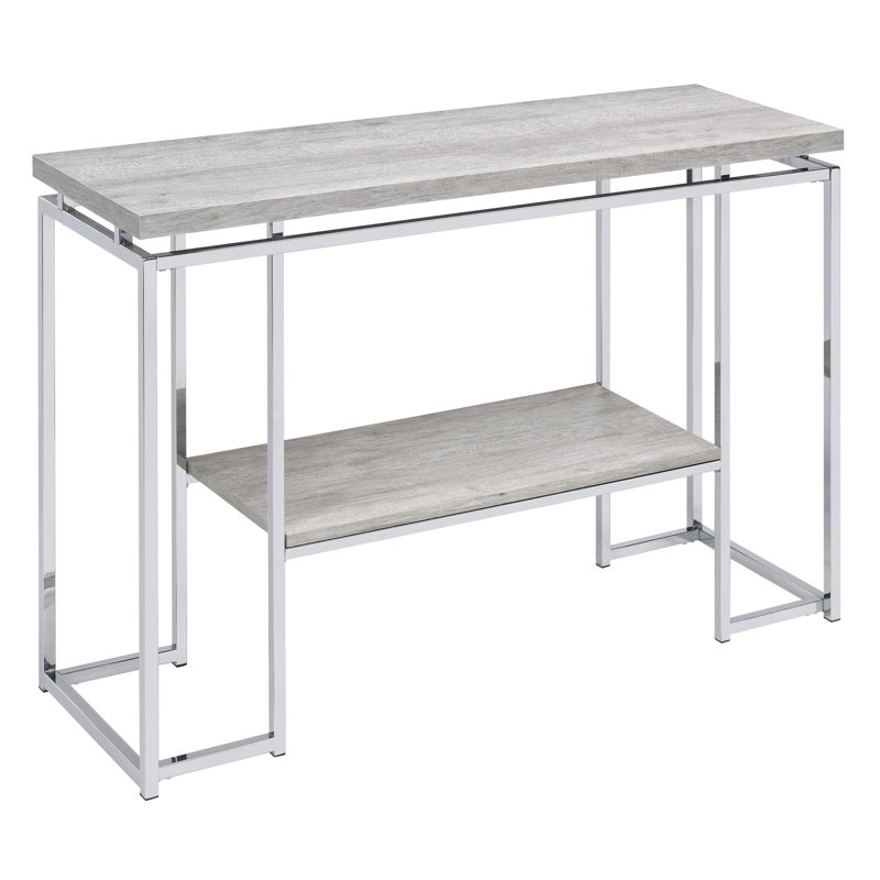 Table de canapé rectangulaire contemporaine en chêne naturel et chrome de 47 po Roaccord
