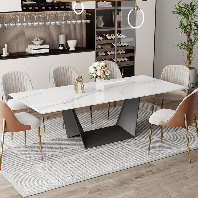 Armano Extendable 10 Seater Faux Marble Rectangular Dining Table