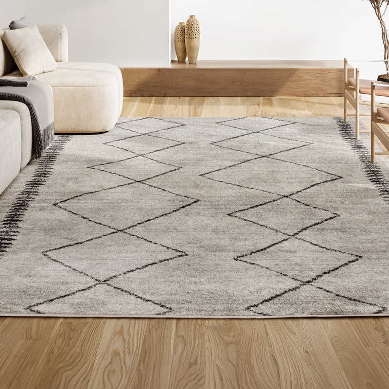 Tapis crème / gris Farnborough Moroccan Beni Souk, Rectangle 4pi x 6 pi