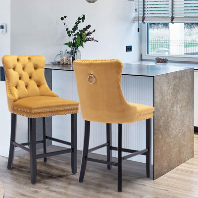 Upholstered Velvet Counter Stool