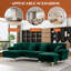 114" U Shaped Chenille Sectional Sofa with Chaise Ottoman and Gold Legs-291939261