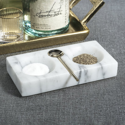 Marmora Marble Salt & Pepper Dish with Spoon