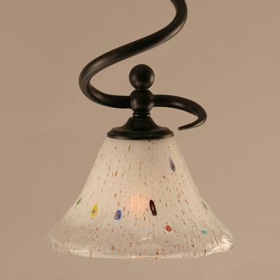 Skypark Stem Hung Mini Pendant Shown In Dark Granite Finish With 7" Frosted Crystal Glass