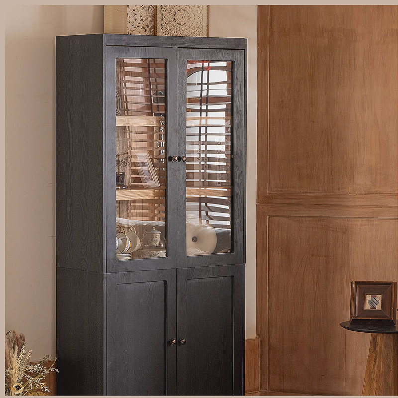 74,5 po H Vitrine armoire vitrée avec portes en verre et tablettes réglables, bibliothèque moderne avec rangement