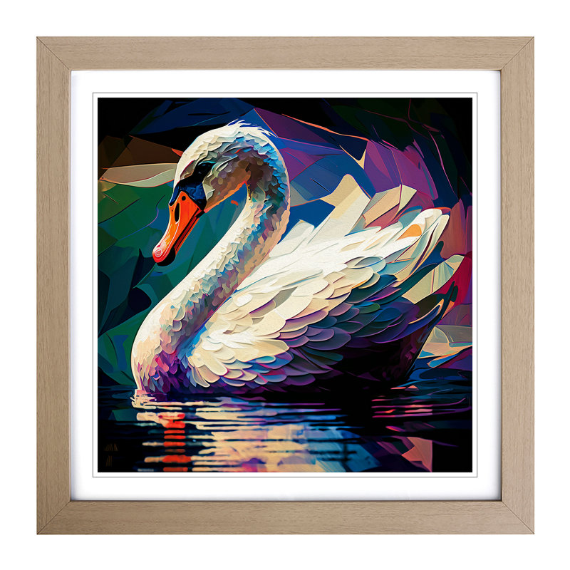 Swan Fauvism - Framed Print, Oak