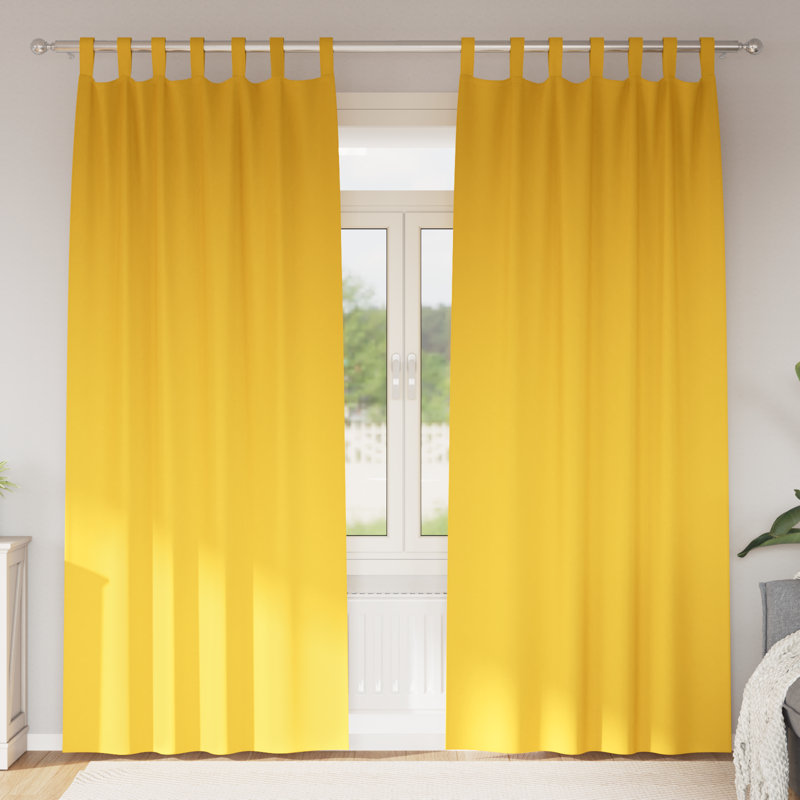 Curtains With Curtains 2 Pcs Polyester, 140cm Width x 225cm Drop, Mustard Yellow