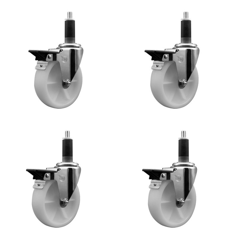 Ensemble de roulettes extensibles pivotantes en nylon 1-1 / 8 pouces avec frein SCC