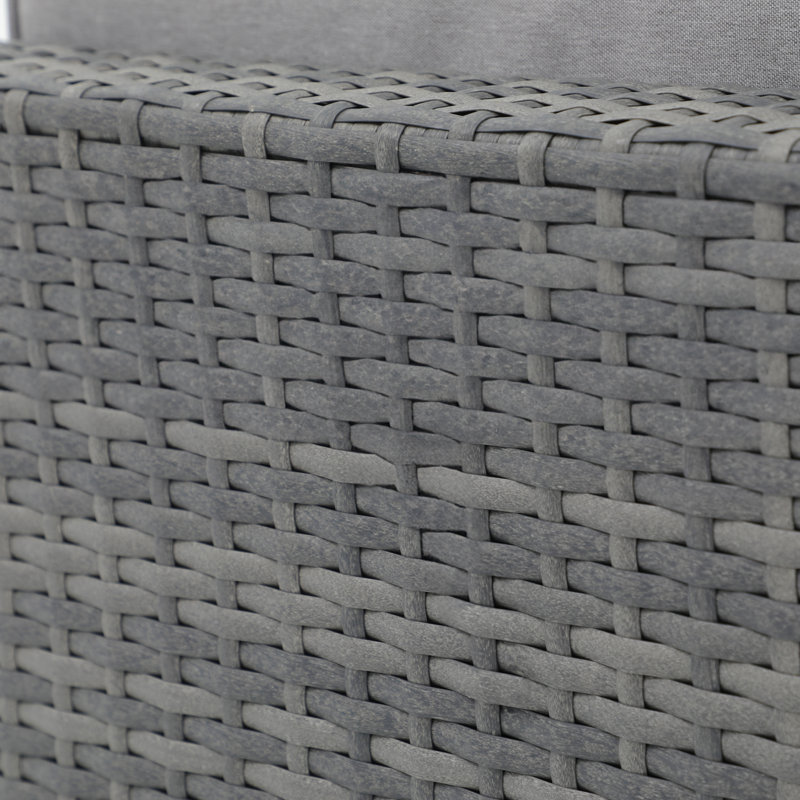 Ensemble de conversation modulaire en rotin 7 pièces avec coussins Algarin, Coussin gris / cadre gris