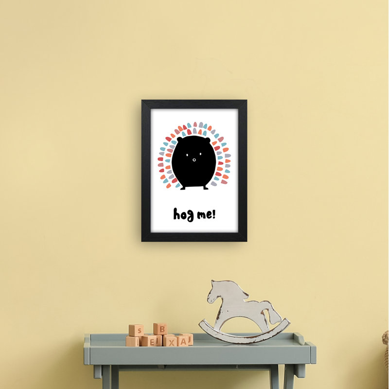 Hedgehog by Miniofmine - Print, 34cm H x 25cm W x 3cm D, Brown Framed