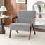 Chaise d'appoint Mid-Century moderne avec structure en bois massif et revêtement en lin doux-174826315