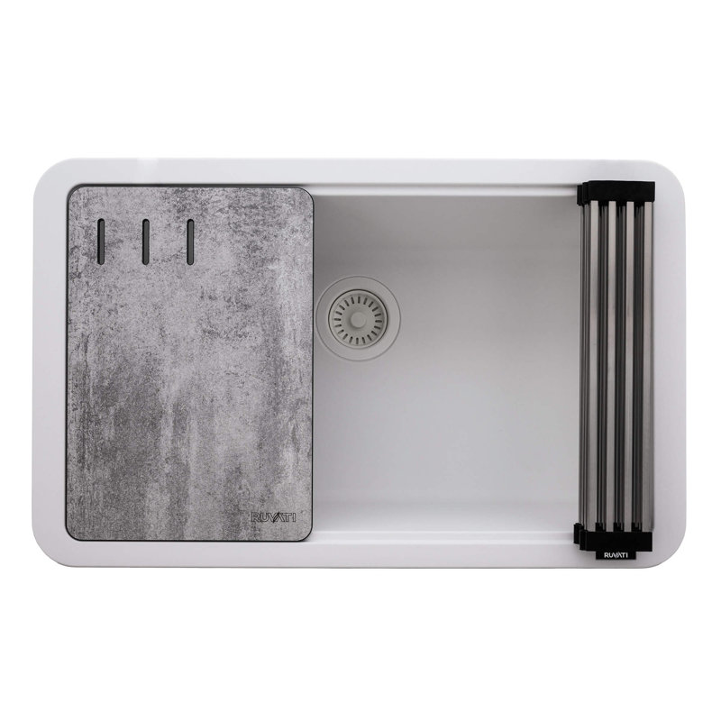 29.5'' L Double Bowl Granite Kitchen Sink, White
