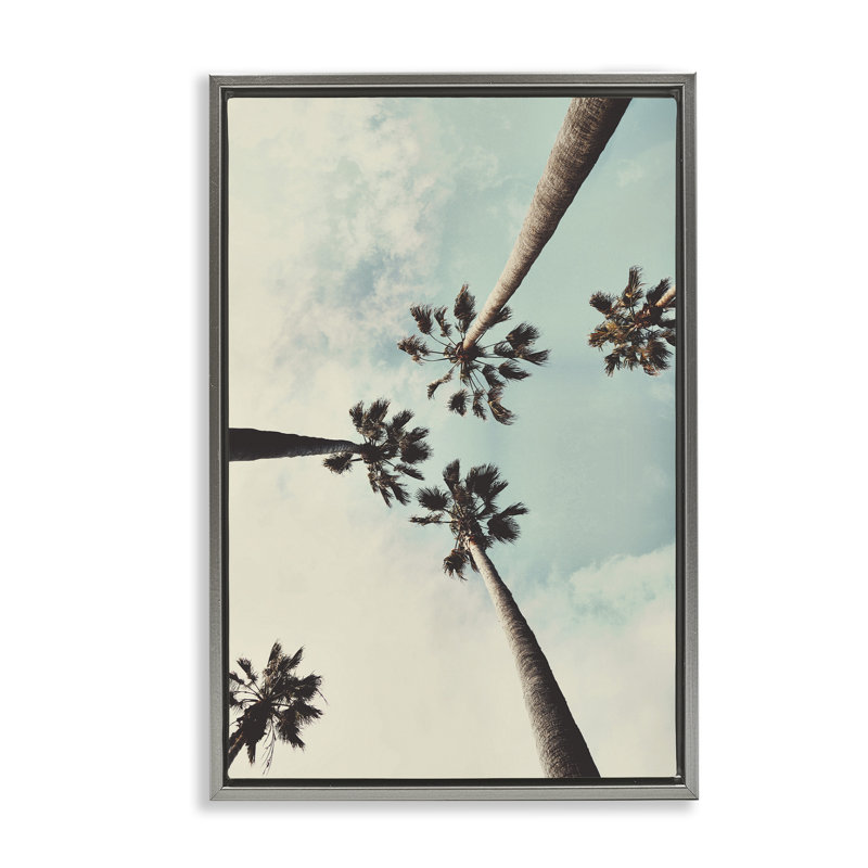 Toile flottante encadrée «Centric Tropical Palms» par Wil Stewart, Cadre flottant gris lustré, H 31 po x l 21 po