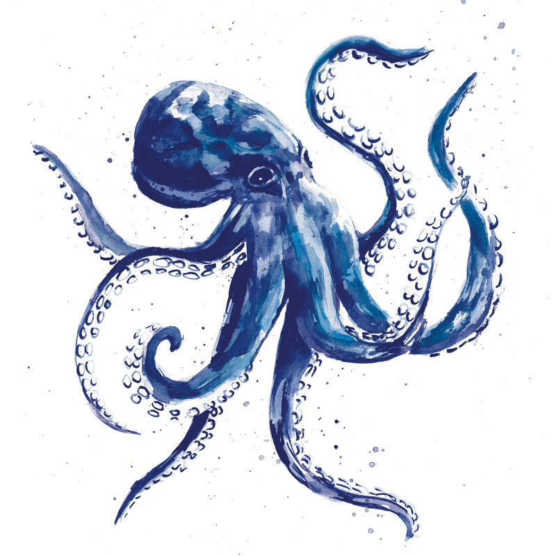 Blue Octo - Wrapped Canvas Painting, 91cm H x 91cm W x 3.8cm D