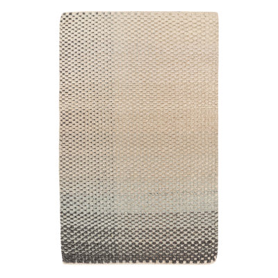 Wool Geometric Area Rug in Beige/Blue/Charcoal Black