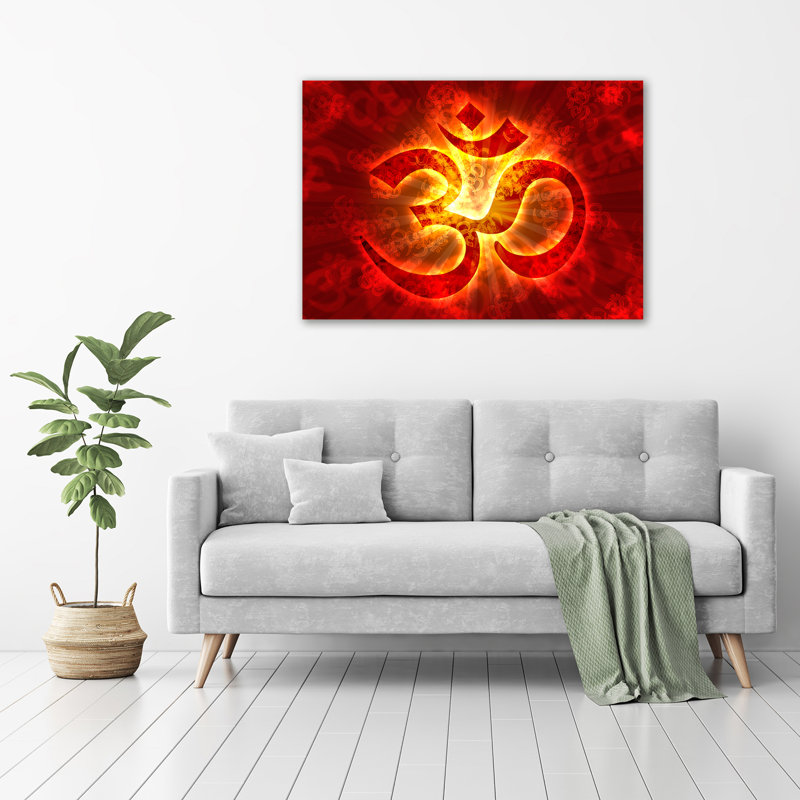 A Burning Om Sign - Wrapped Canvas Print