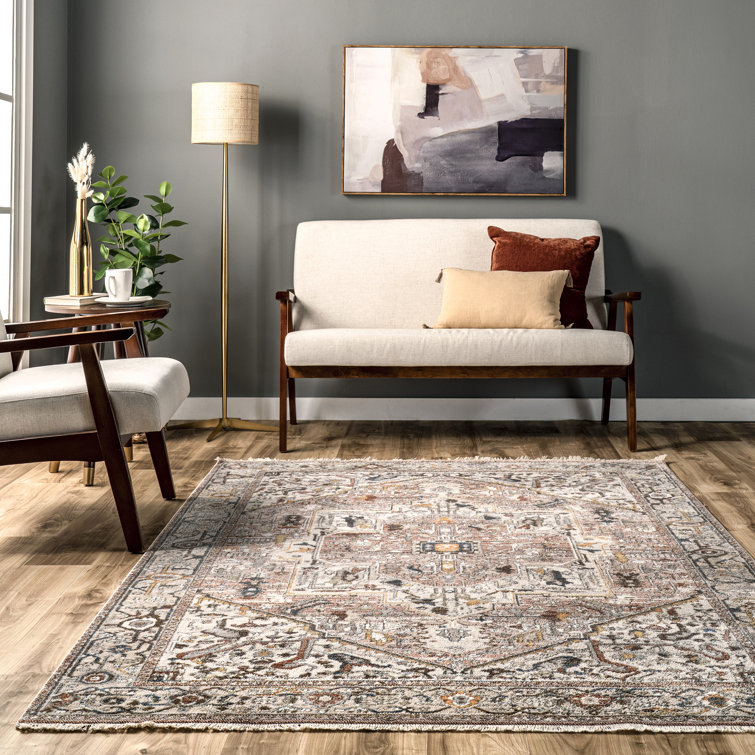 Rippeon Vintage Medallion Power Loom Performance Brown Rug