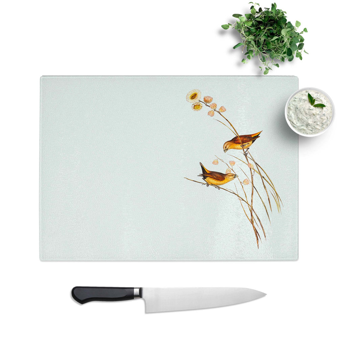 Tempered Glass Yellow-Rumped Finch Birds by Elizabeth Gould Chopping Board