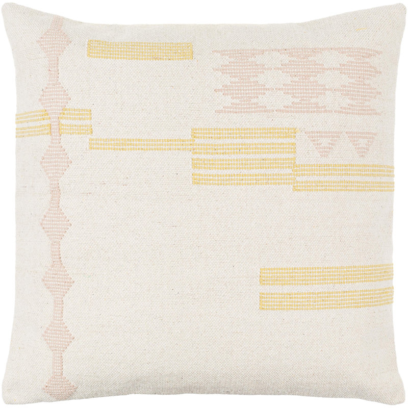 Mariposa Geometric Cotton Throw Pillow, 18" x 18", Polyester/Polyfill