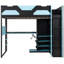 Lit mezzanine en bois pleine grandeur bleu nuage avec lumières, charge, multi-rangement et support pour une chambre organisée efficace-129943948