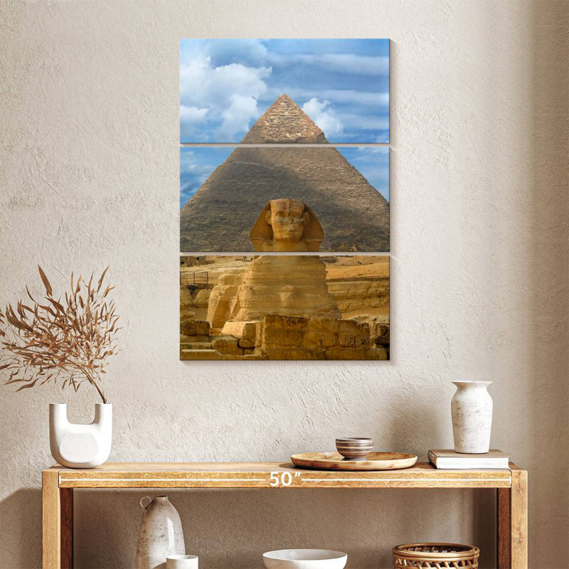 Masam Sphinx And Pyramid In Giza, 38" H x 24" W