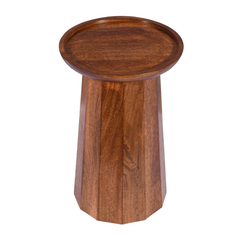 Gabar Solid Wood End Table, Dark Oak