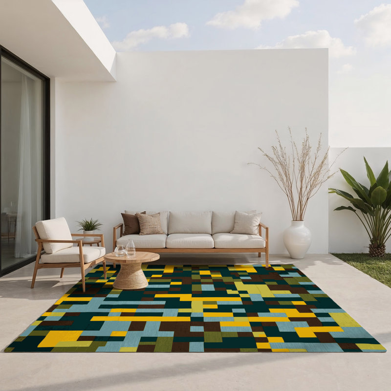 Tapis intérieur et extérieur Borded Blocks, Rectangle 1 pi 6 po x 2 pi 6 po