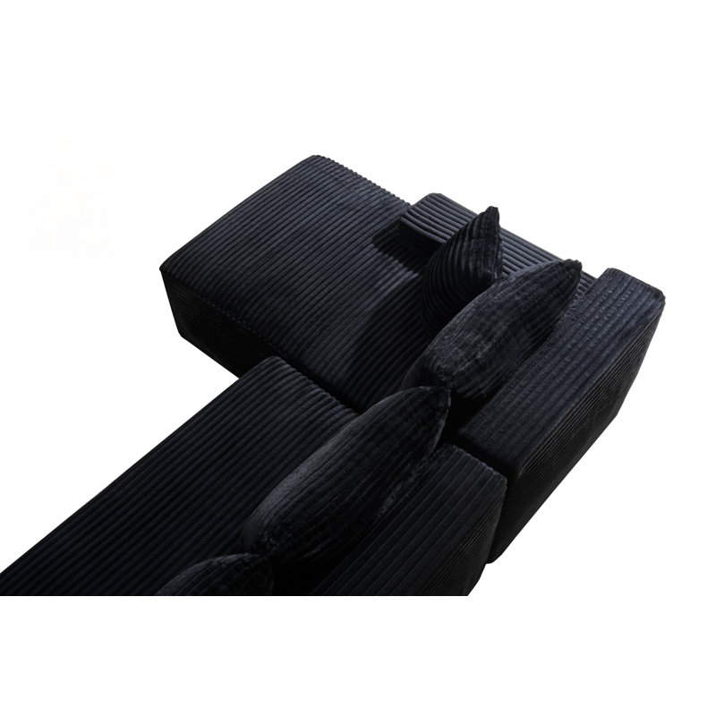Canapé modulaire 94,5 pouces Cloud, H 28 po x l 89,8 po x P 75,2 po, Face à la gauche, Noir