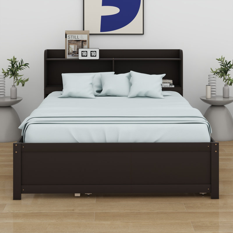 Bed With Trundle,Bookcase, Espresso