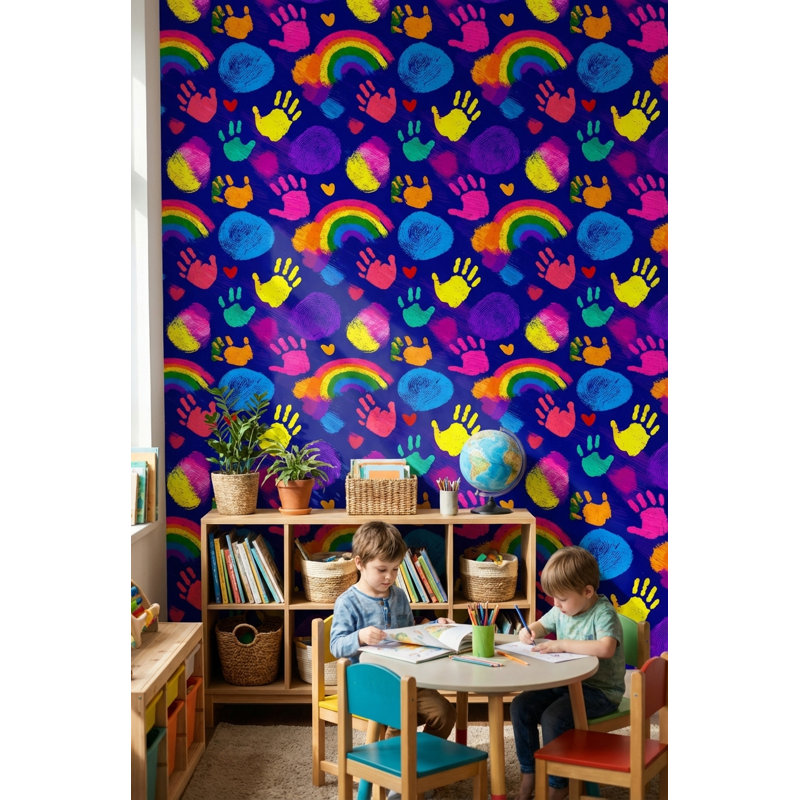 Papier peint à motifs géométriques colorés
