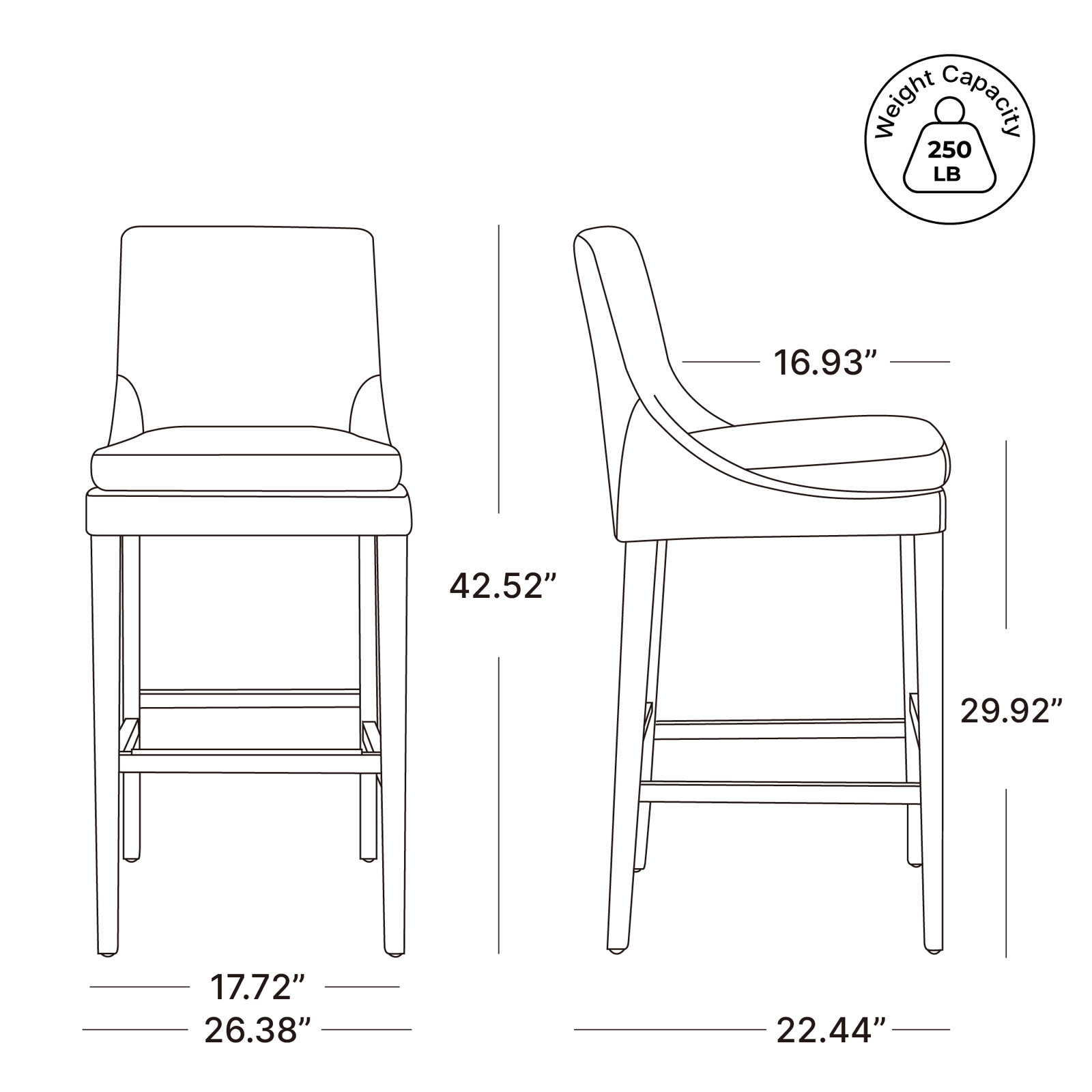 Niara " Bar Stool, Ivory Genuine Leather, Bar Stool (30” Seat Height)