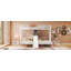 Ensemble de lit simple superposé simple au-dessus de simple avec bureau attaché, tablettes de rangement et lampe de lecture, conception tout-en-un à 3 lits, blanc-508079108