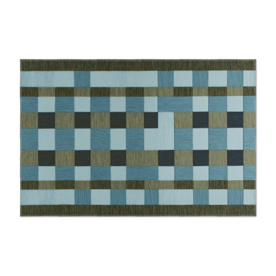 Tapis d'intérieur et d'extérieur à carreaux gris