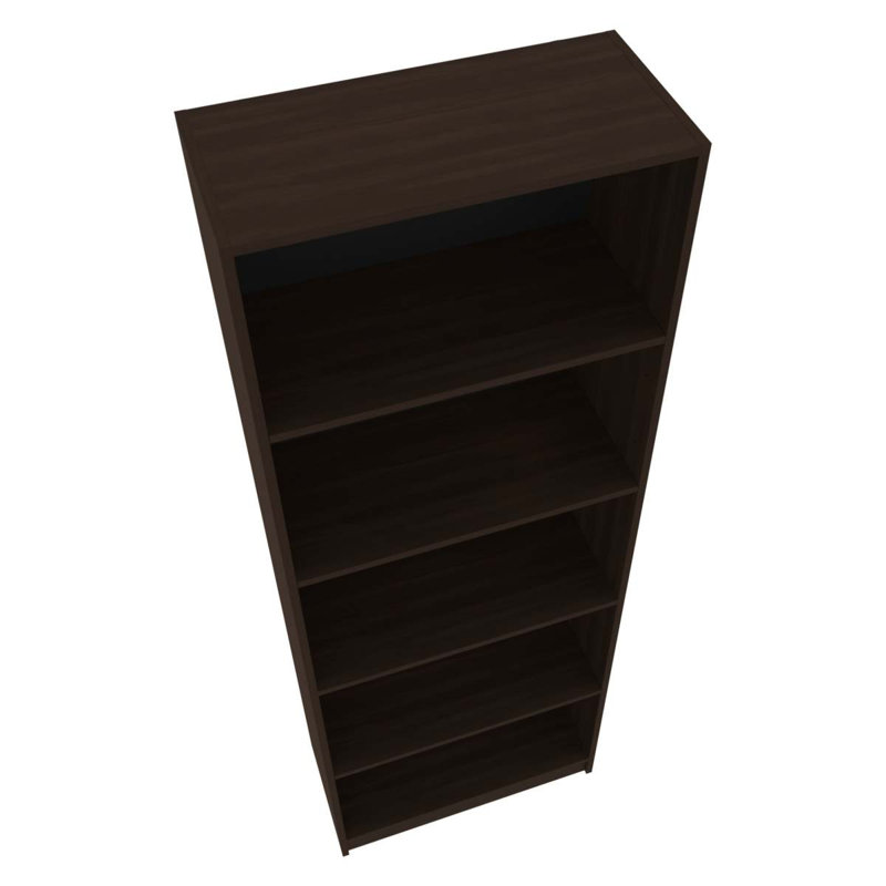 Bibliothèque en noyer teinté avec rangement ouvert et 5 tablettes, (5 tablettes) H 71,07 po x l 24,77 po x P 11,77 po, Walnut
