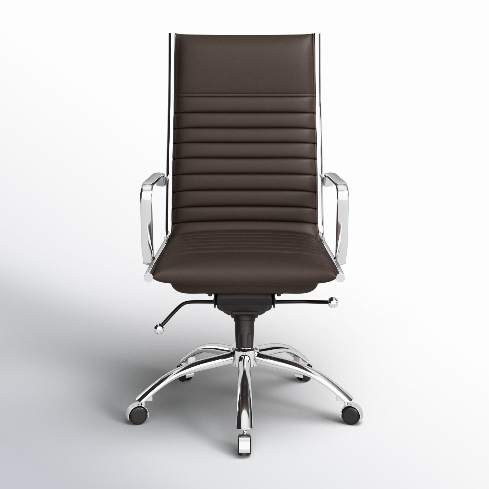 Naida Swivel Office Chair, Brown Faux Leather, Chrome