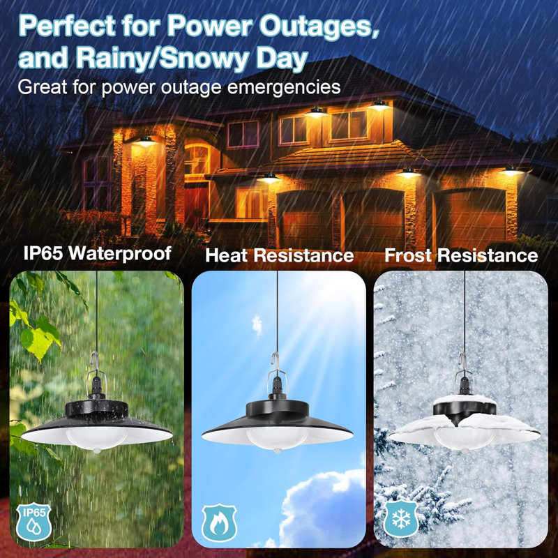 1-light Outdoor Solar Pendant Light Dimmable Solar Shed Light With Motion Sensor