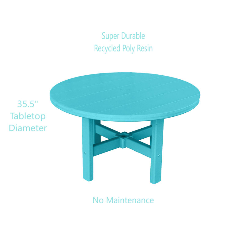 Table basse ronde d'extérieur 35,5 po Glodine, Bleu sarcelle