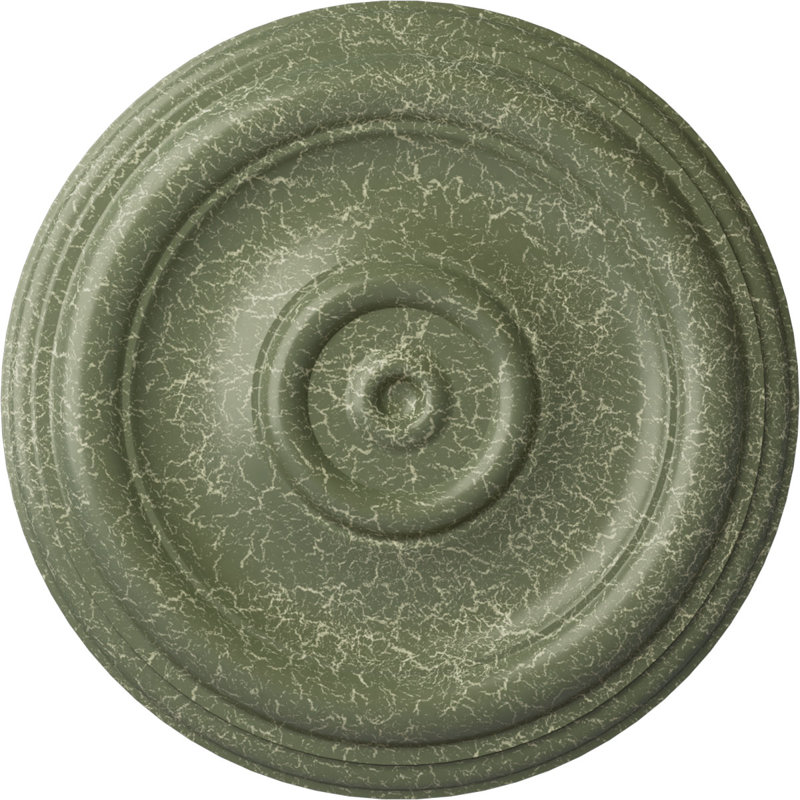 Médaillon de plafond traditionnel Endurathane, DO 12 po x P 1 po (convient aux auvents jusqu'à 2 3/4 po), fini craquelé vert athénien peint à la main