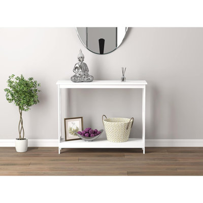 Modern Console Table With X-Frame Design, Two-Tier Storage Shelf, And Durable Engineered Wood Construction