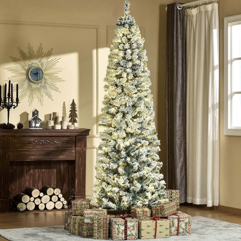 Arbre de Noël artificiel régulier (double) avec aiguilles blanches, 7'5"
